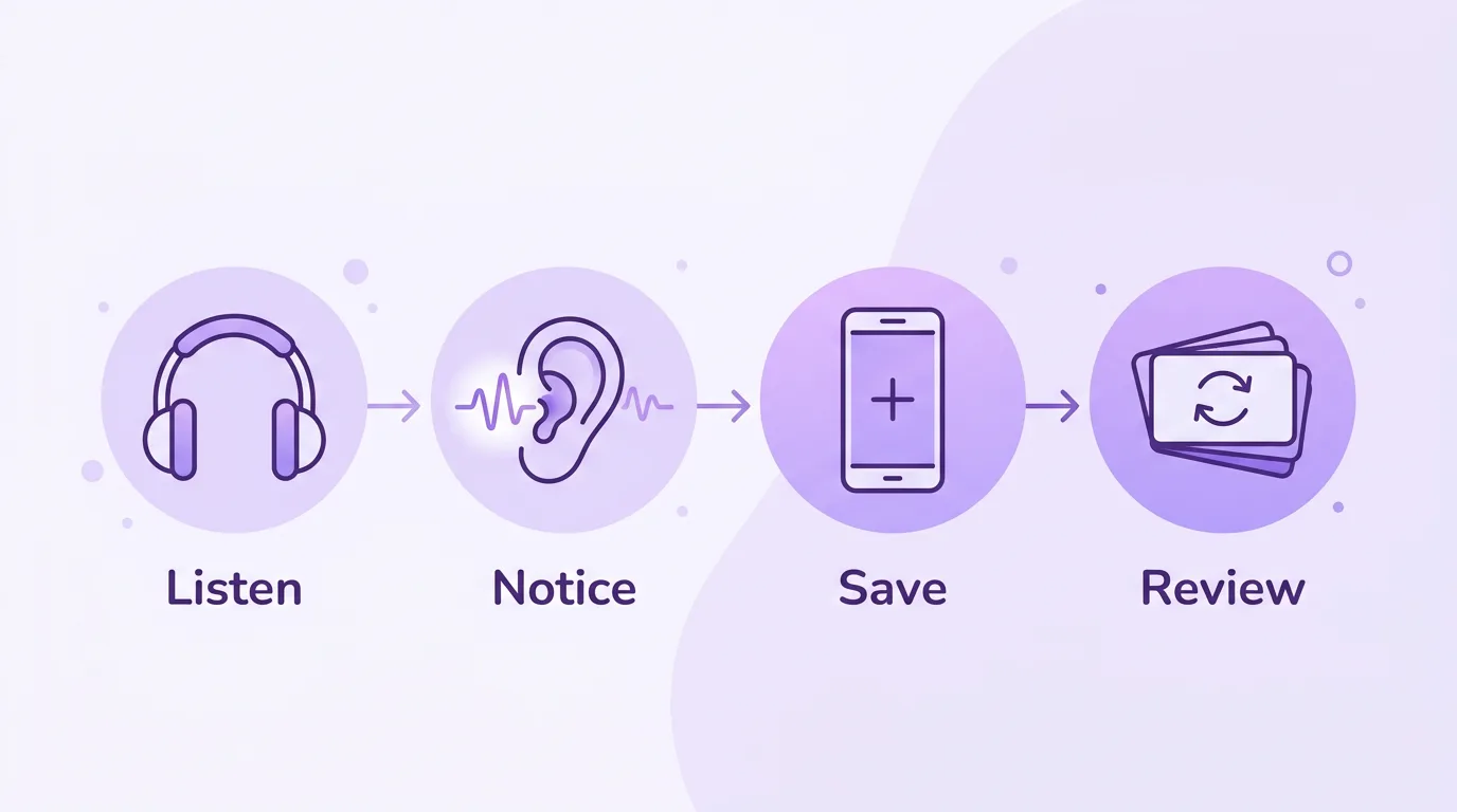 El método con podcasts: escuchar, notar, guardar, repasar
