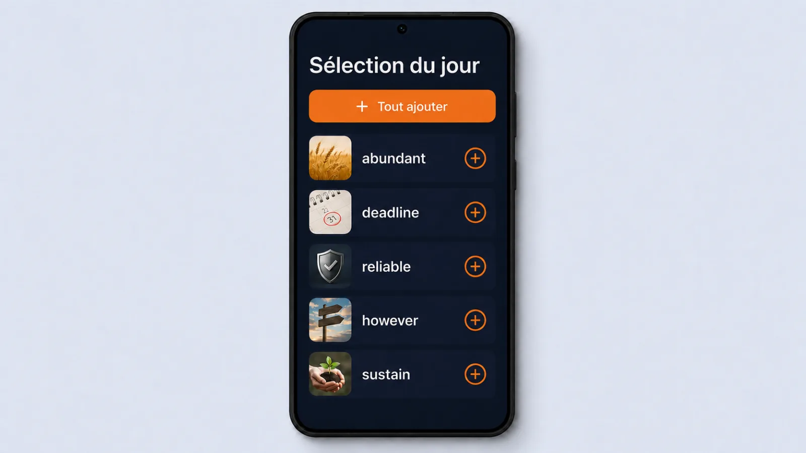 word suggestions screen