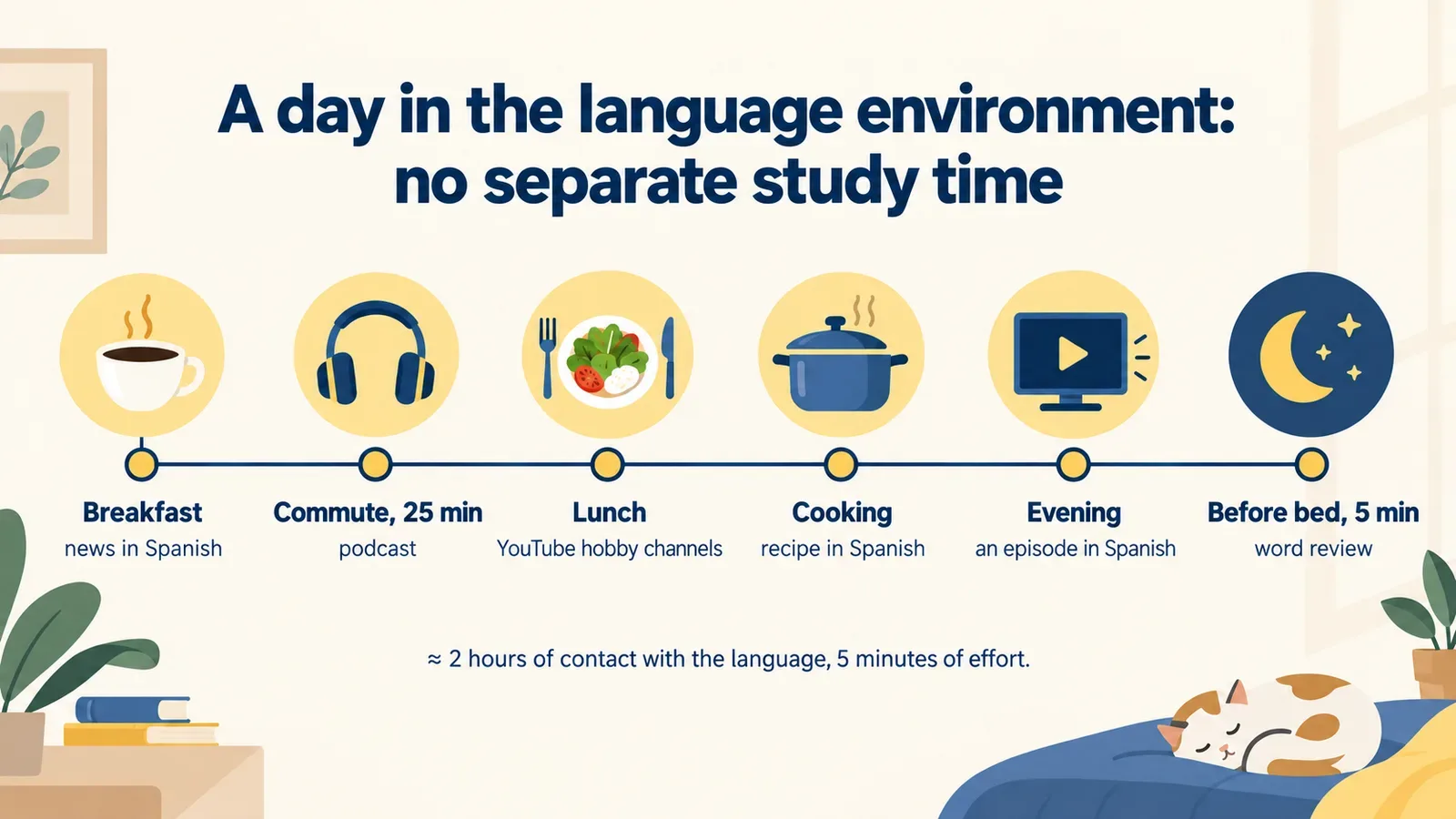 A day in the language environment: no separate study time