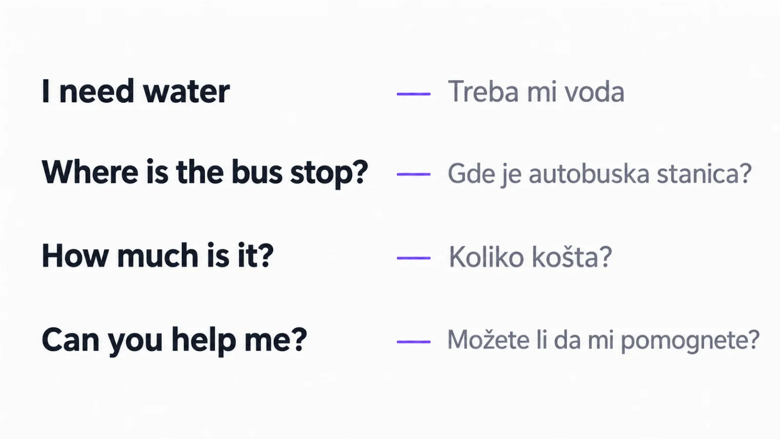 Četiri obrasca rečenica sa prevodom