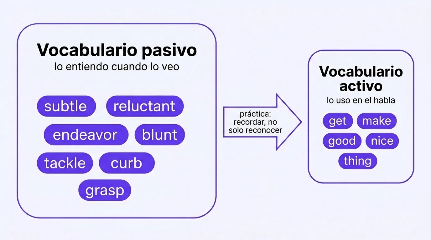 Vocabulario pasivo y activo: lo que entiendes al leer frente a lo que usas al hablar