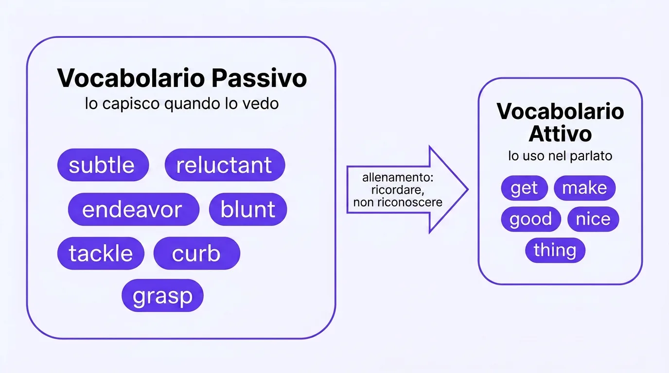 Vocabolario passivo e attivo: capire leggendo vs usare parlando