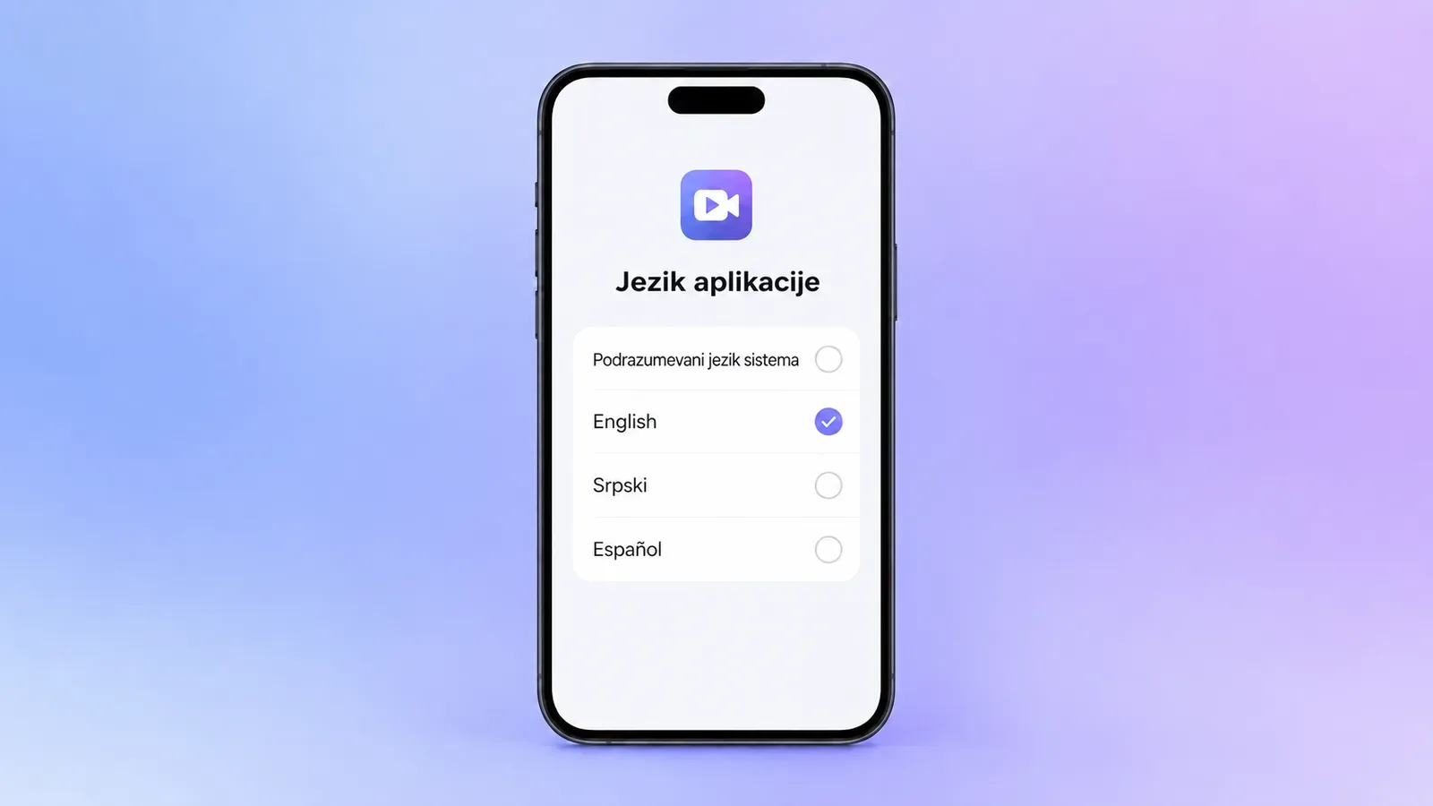 Ekran za izbor jezika pojedinačne aplikacije
