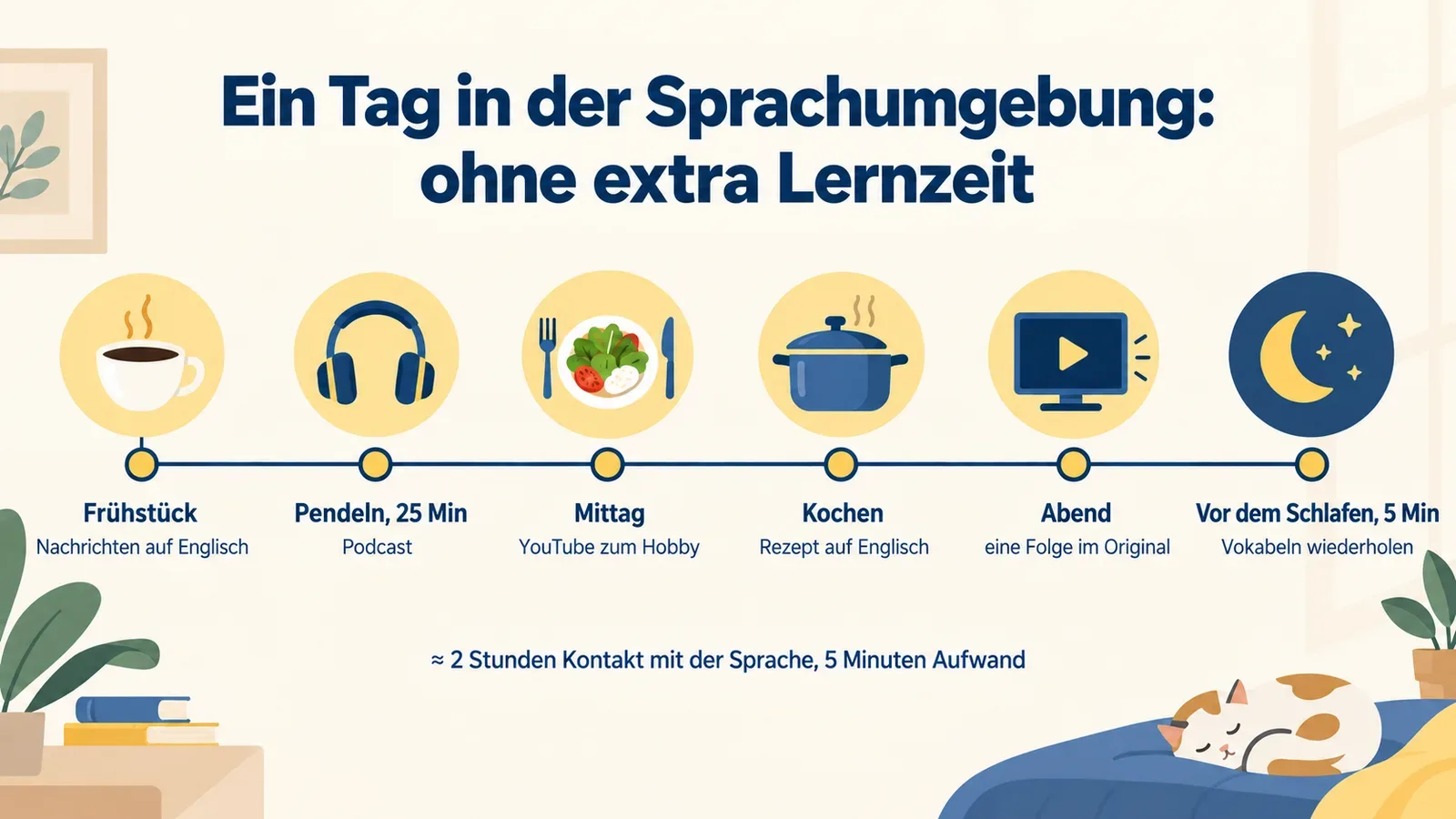 Ein Tag in der Sprachumgebung: ohne extra Lernzeit