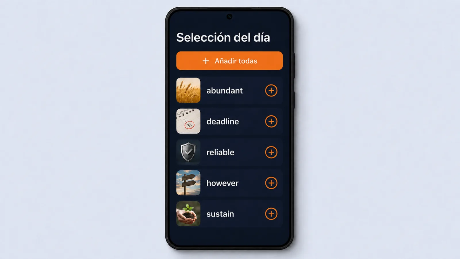 word suggestions screen
