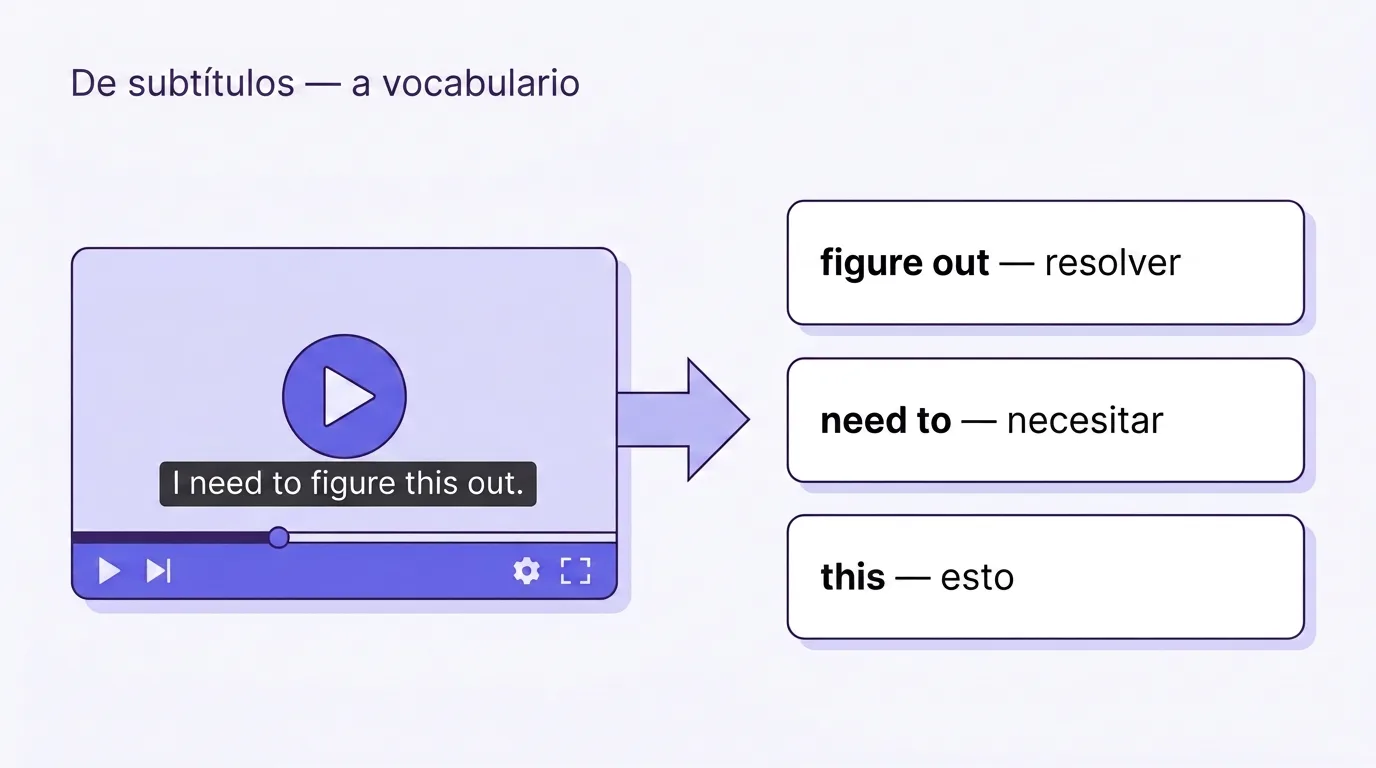 De los subtítulos del vídeo a tarjetas de vocabulario con traducción