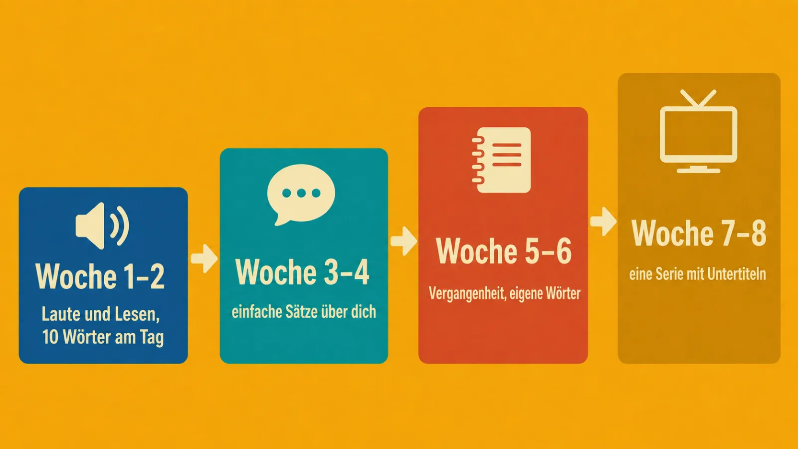 Plan für die ersten acht Wochen Englisch