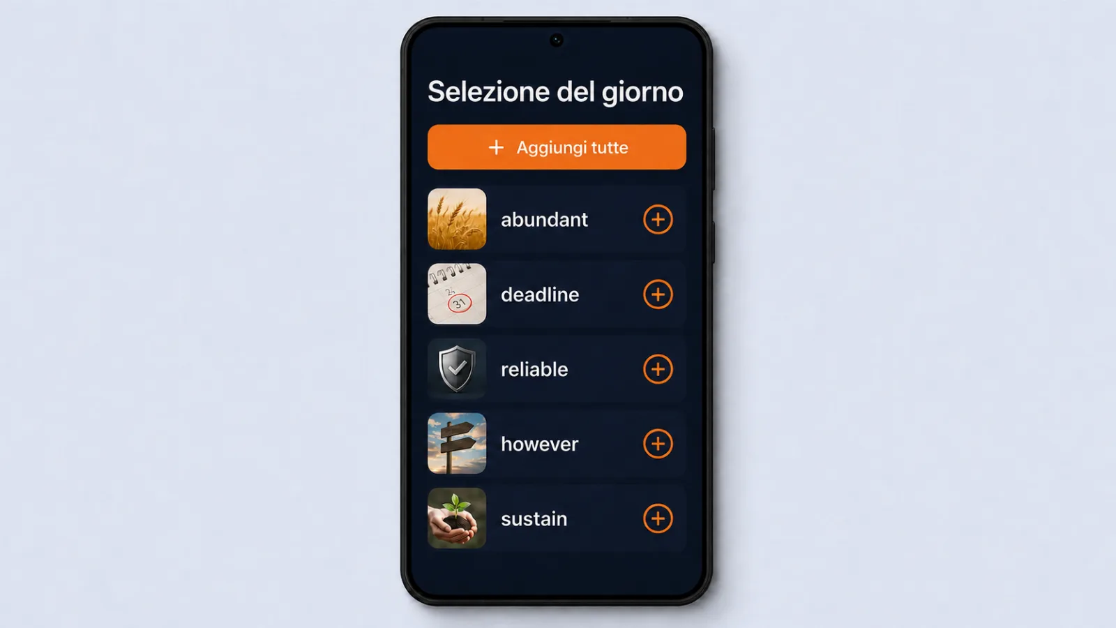 word suggestions screen