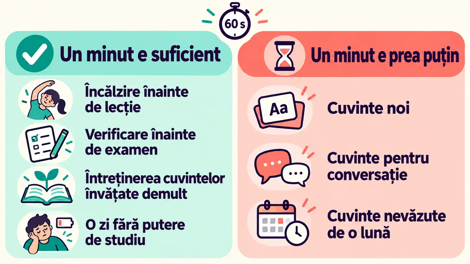 Infografic: când un minut de repetare e suficient și când e prea puțin