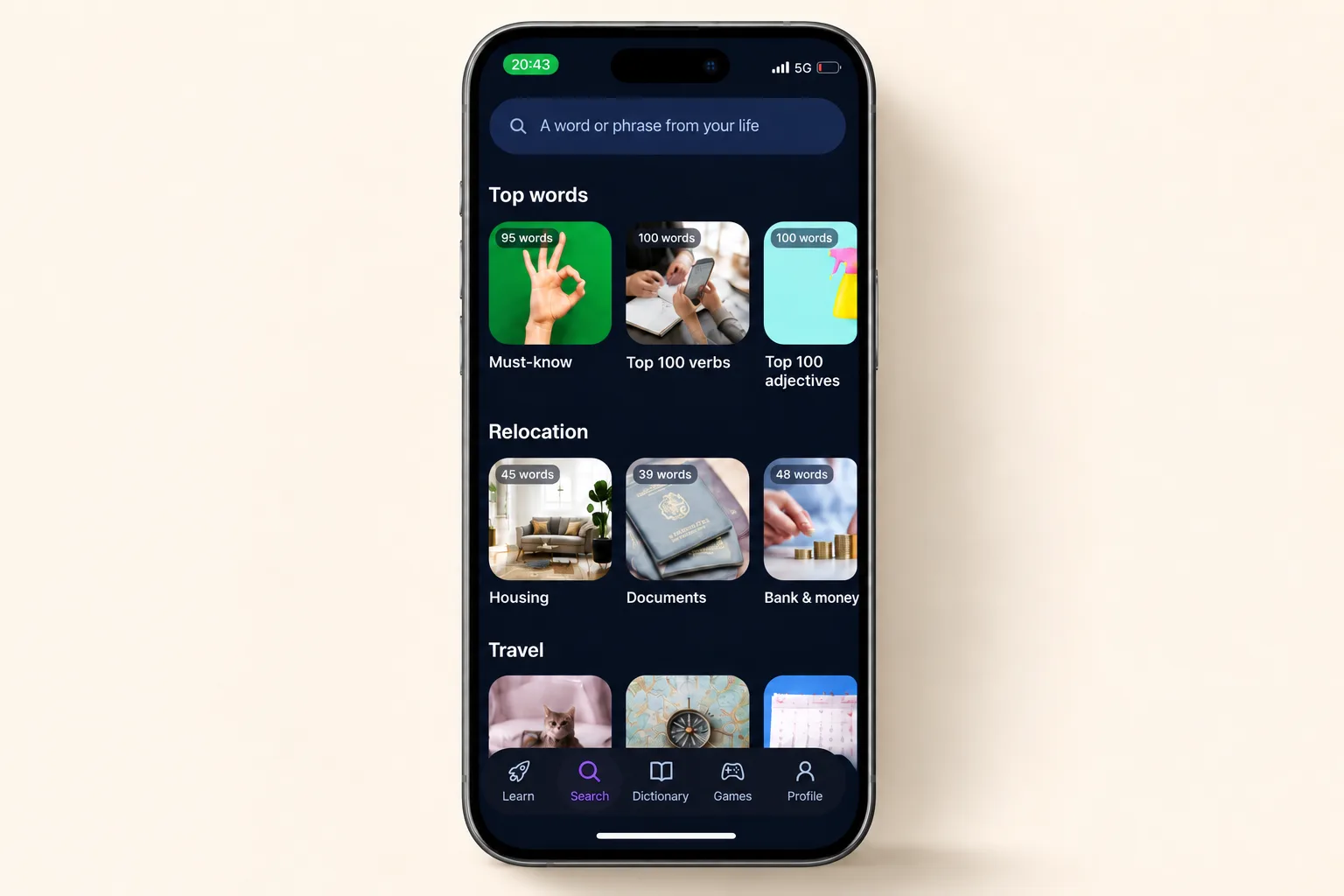 The collections screen in VibeLing