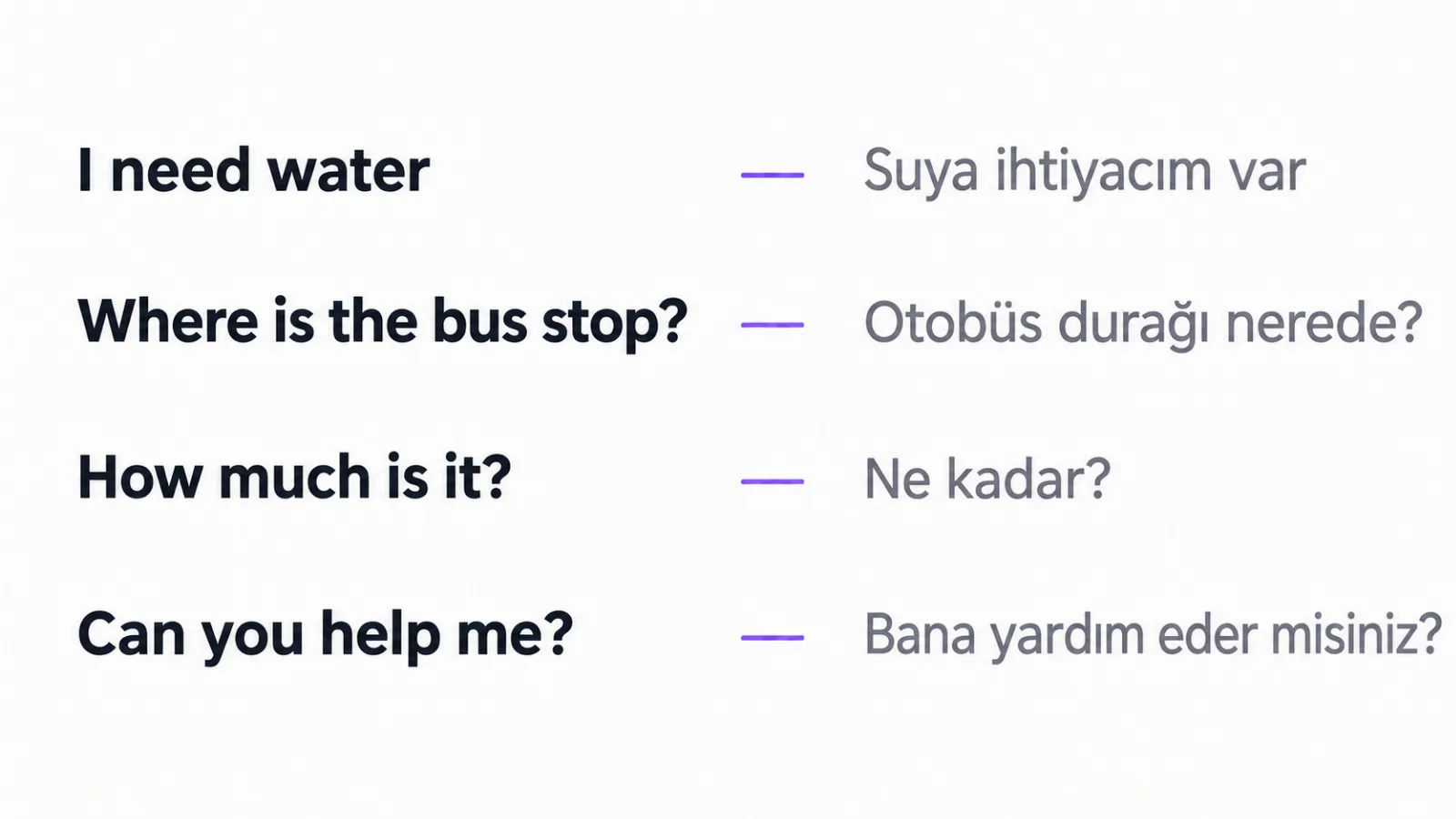 Çevirileriyle dört cümle kalıbı