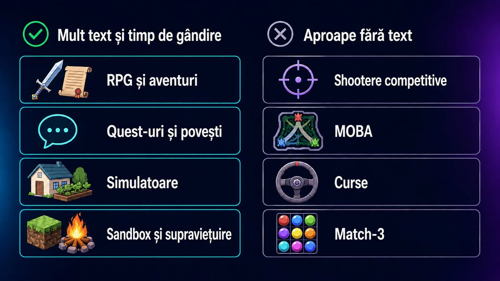 Ce genuri de jocuri îți dau limbă și care nu