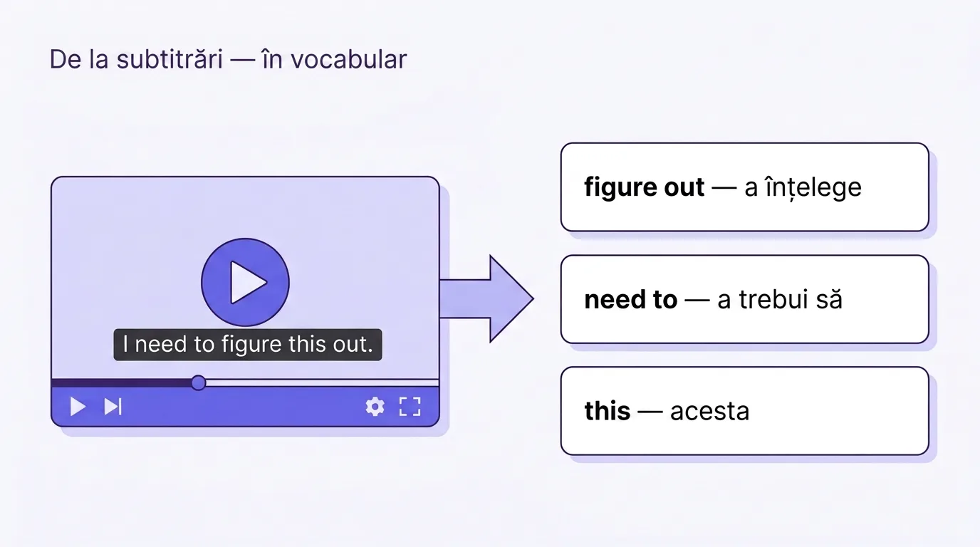 De la subtitrările videoclipului la carduri de vocabular cu traducere