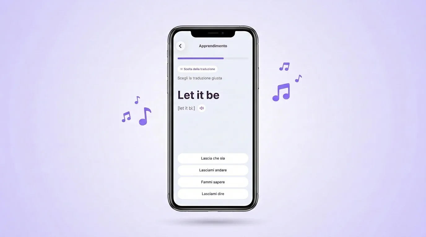 Allenamento di un'espressione da una canzone nell'app VibeLing
