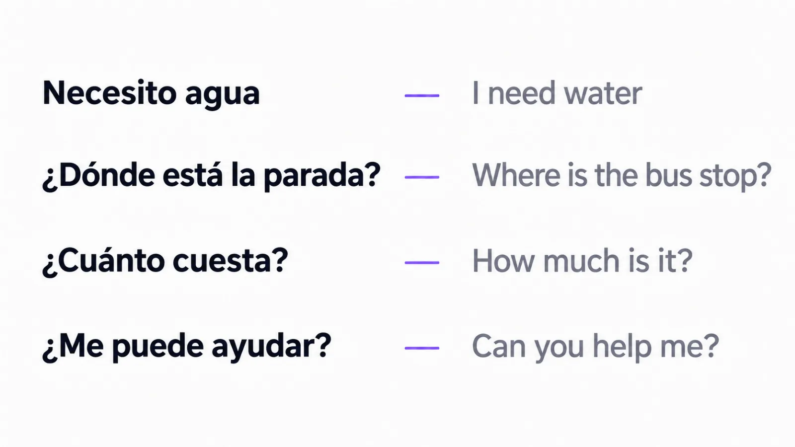 Four phrase templates with translations