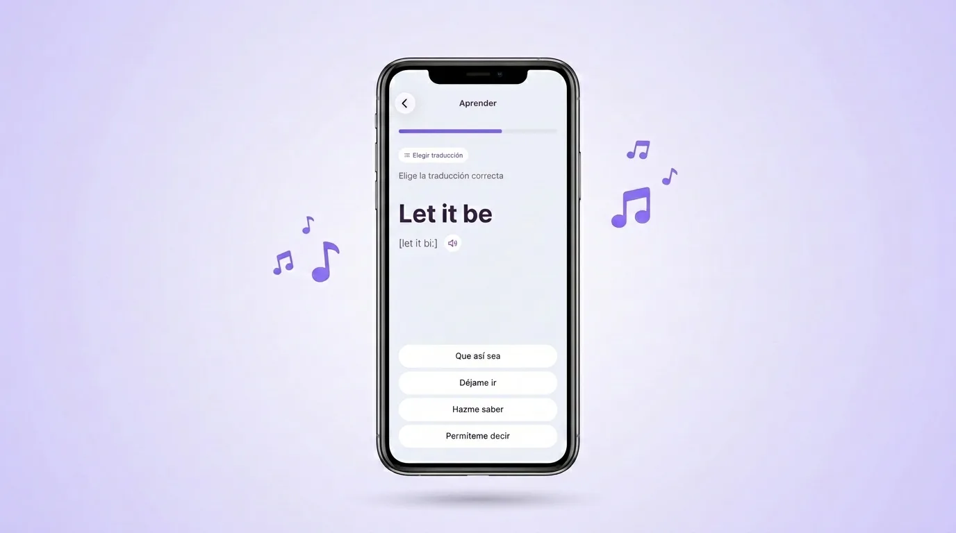 Entrenamiento de una expresión de canción en la app VibeLing