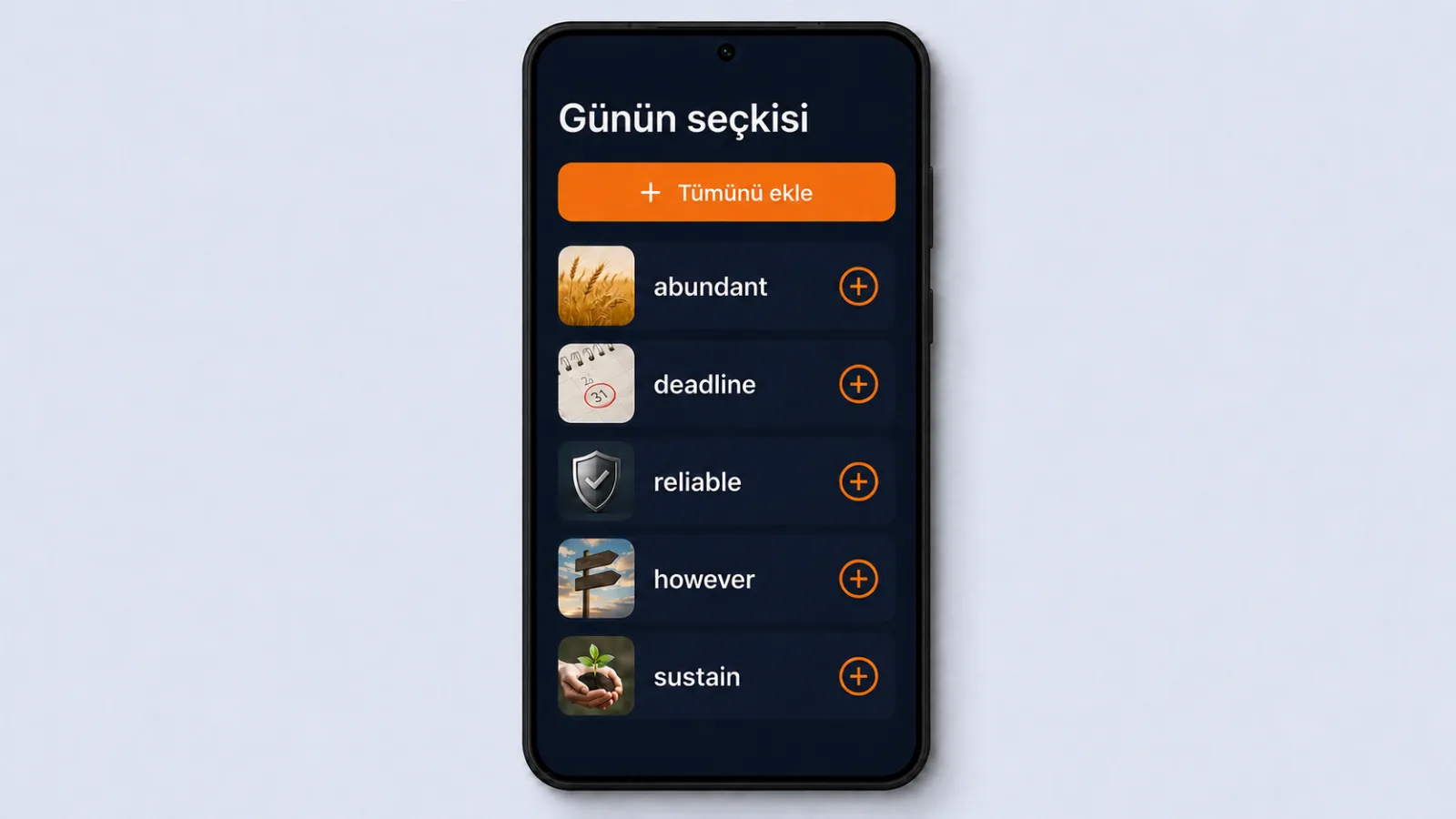 word suggestions screen