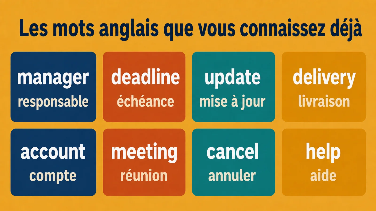Les mots anglais qu'un adulte connaît déjà