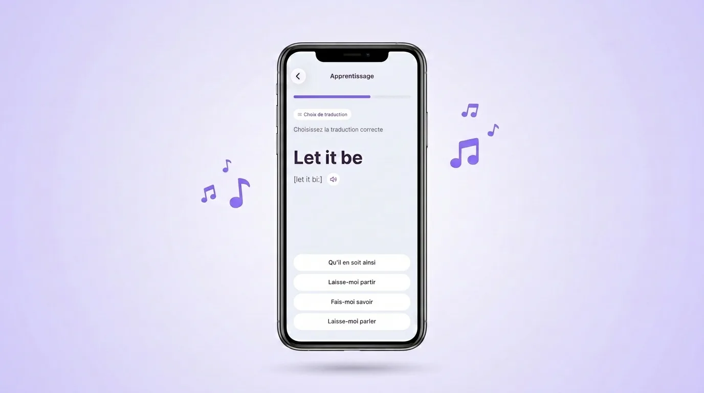 Entraînement d'une expression tirée d'une chanson dans l'appli VibeLing