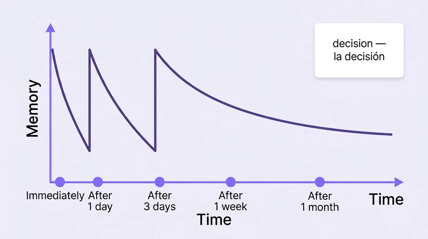 Forgetting curve with spaced review points
