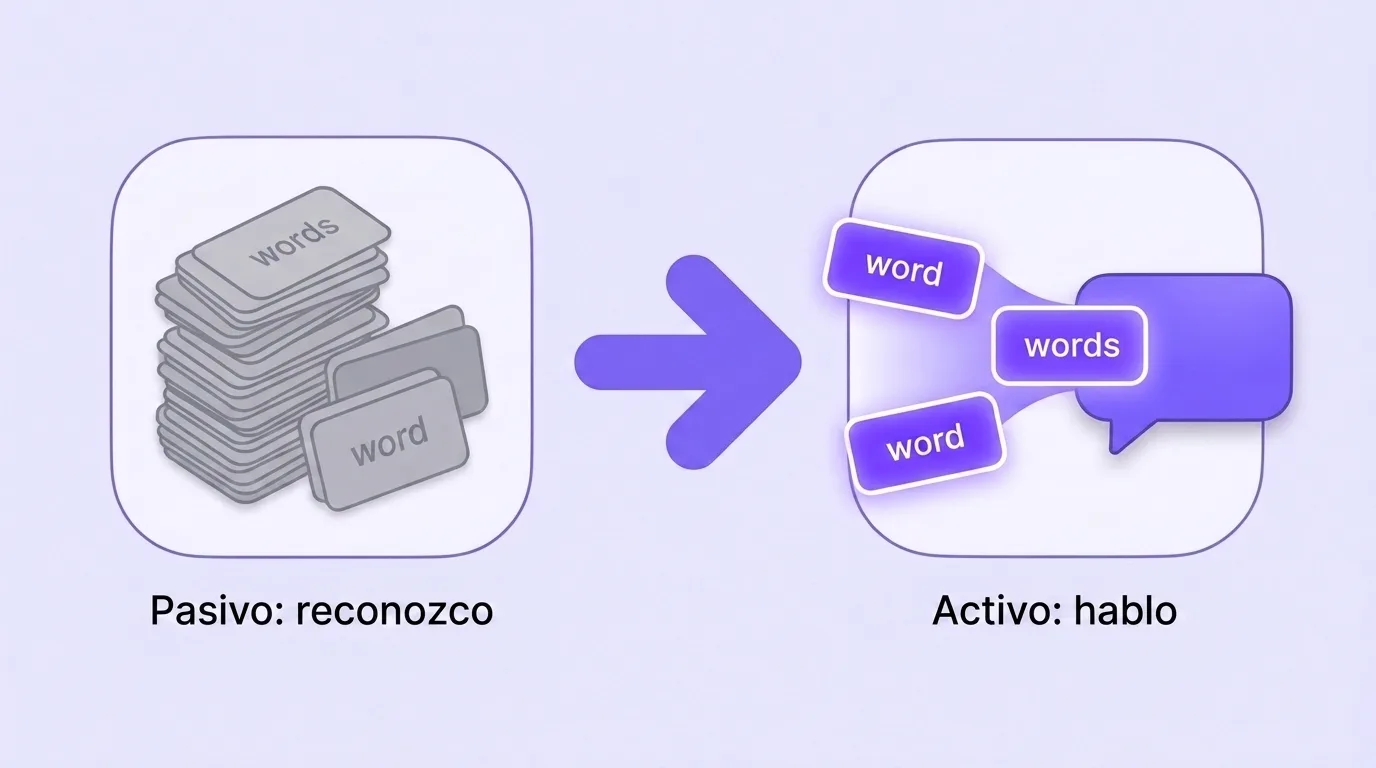 Vocabulario pasivo (reconozco) se convierte en activo (hablo)