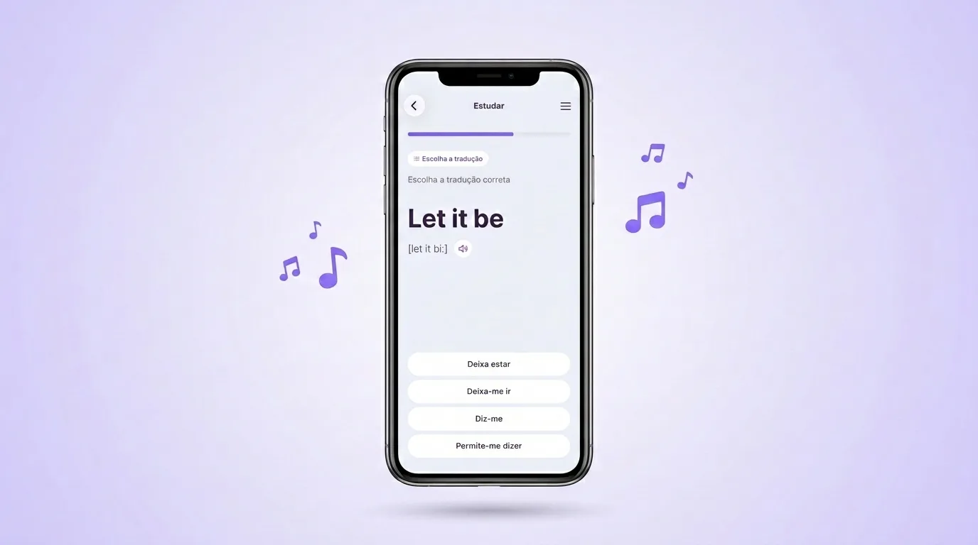 Treino de uma expressão de música no app VibeLing
