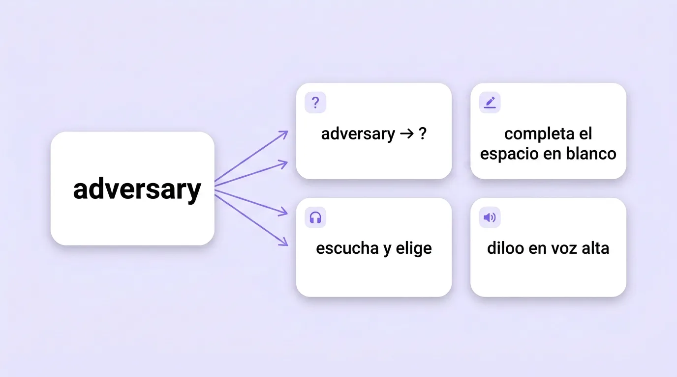 Una palabra en inglés convertida en cuatro ejercicios distintos